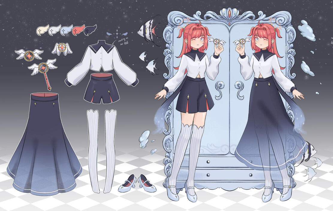 Character design with simple outfit breakdown